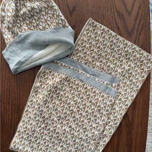 Michael Kors Tan and Gray Hat and Scarf Set